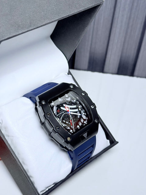 FM BLUE STRAP WATERPROOF WATCH + FREE BOX PACKING & FREE DELIVERY 📦. ( ALLOWED TO OPEN PARCEL BEFORE PAYMENT 💰🤝)